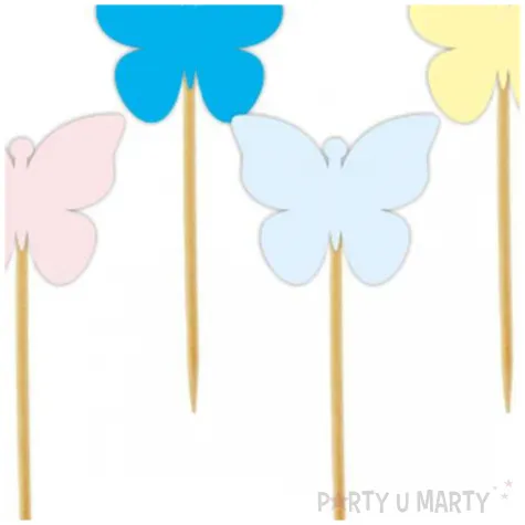 dekoracje na dzien wiosny pikery na muffinki babeczki wiosna motylki mix pastel 6 szt