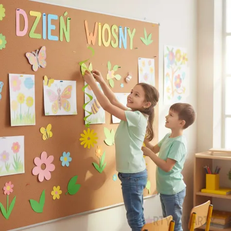dekoracje na dzien wiosny swiderki wiszace kwiatki i motyle do przedszkola szkoly 6 szt