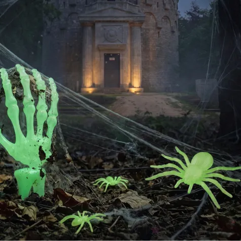 dekoracje na halloween andrzejki sztuczne pajaki swiecace w ciemnosci 4 szt