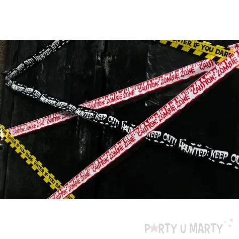 dekoracje na halloween tasmy policyjne zombie zone enter if you dare do zdjec 3 szt