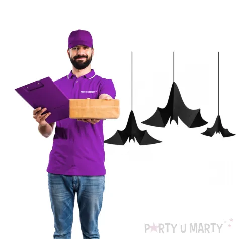 dekoracje na halloween zawieszki papierowe nietoperze czarne do powieszenia 3 szt