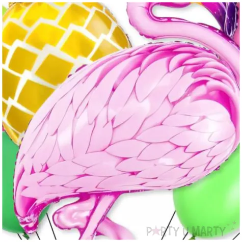 dekoracje na impreze hawajska zestaw balonow z flamingiem i ananasem