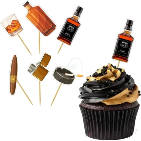 dekoracje na muffinki babeczki koreczki pikery whisky gentleman party 6 szt