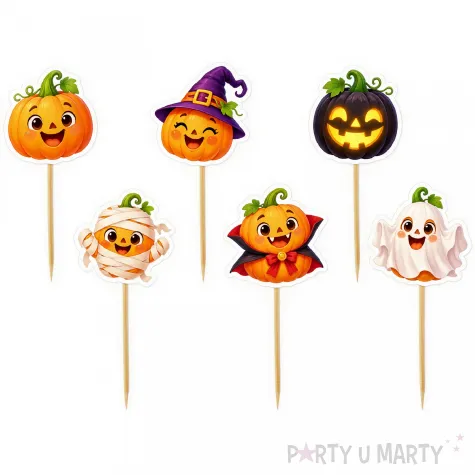 dekoracje na muffinki babeczki na halloween pikery bajkowe dynie duch wampir czarownica mumia x6