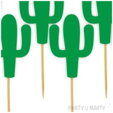 dekoracje na muffinki babeczki na meksykanskie party pikery szpilki kaktusy meksyk zielony