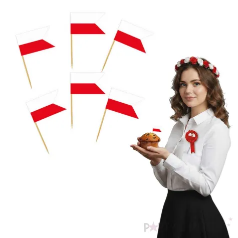 dekoracje na muffinki pikery flaga polski bialo czerwone apel swieto 11 listopada