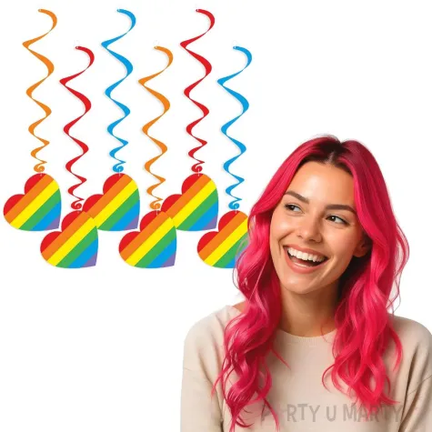 dekoracje na pride month parade rownosci swiderki wiszace teczowe serce lgbt mix 6 szt