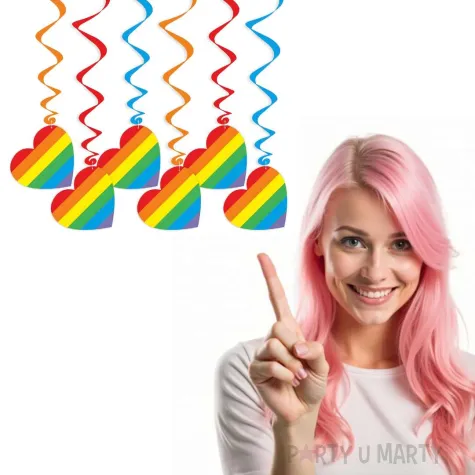 dekoracje na pride month parade rownosci swiderki wiszace teczowe serce lgbt mix 6 szt