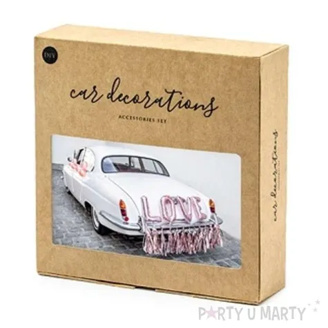 dekoracje na samochod love rozowo zloty partydeco zestaw