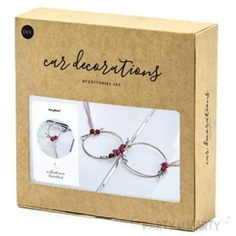 dekoracje na samochod rattanowe bordowe partydeco zestaw