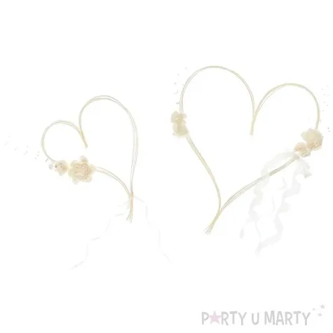 dekoracje na samochod rattanowe serca przyssawki kremowe partydeco 2 szt