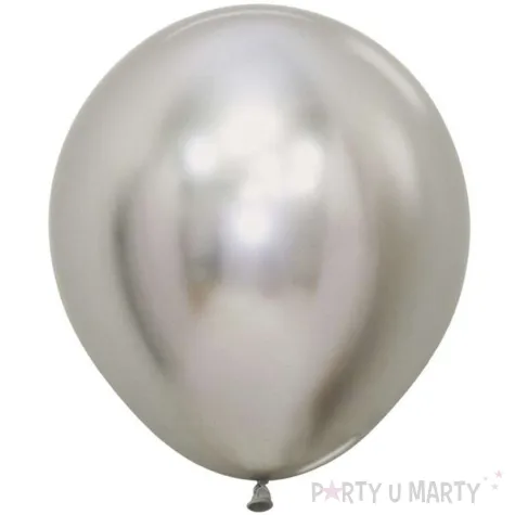 dekoracje na slub urodziny balony lateksowe reflex silver chromowane srebrne do girland 18 x15