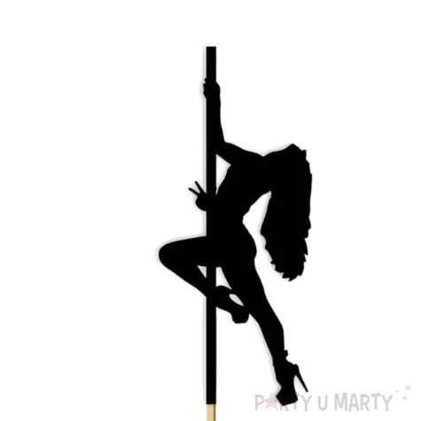 dekoracje na tort toppery papierowe hot laski na rurze pole dance czarny 12 cm 6 szt