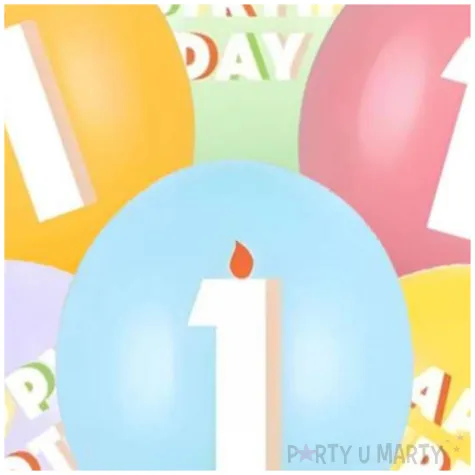 dekoracje na urodziny balony pastelowe cyfra 1 happy birthday kolorowe 12 6 szt