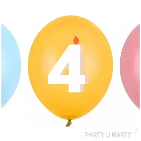 dekoracje na urodziny balony pastelowe cyfra 4 niebieskie zolte rozowe 12 50 szt