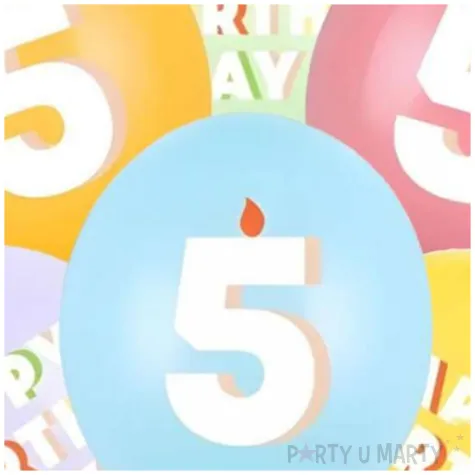 dekoracje na urodziny balony pastelowe cyfra 5 happy birthday kolorowe 12 6 szt