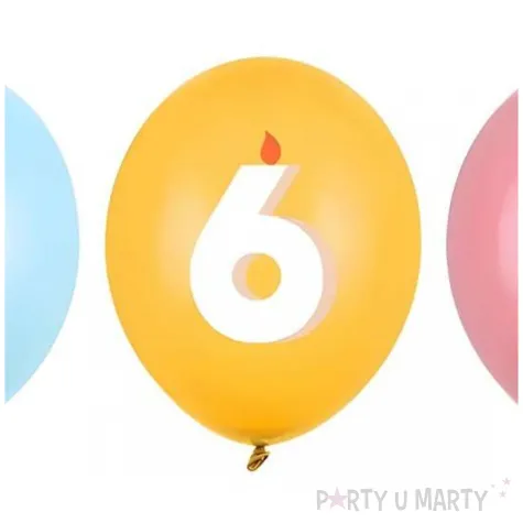 dekoracje na urodziny balony pastelowe cyfra 6 niebieskie zolte rozowe 12 50 szt