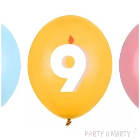 dekoracje na urodziny balony pastelowe cyfra 9 niebieskie zolte rozowe 12 50 szt