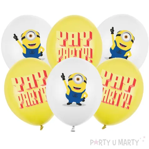 dekoracje na urodziny balony pastelowe minionki zolte biale 12 cali x6