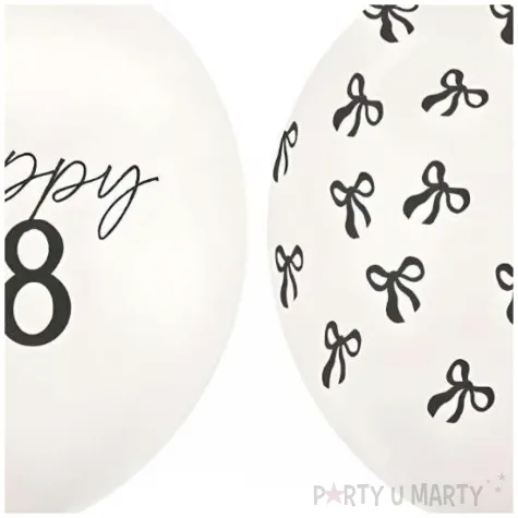 dekoracje na urodziny osiemnastke biale balony liczba 18 kokardki 12 50 szt