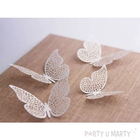 dekoracje papierowe motyl bialy partydeco 8x5 cm 10 szt