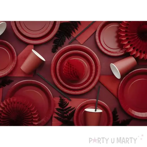 dekoracje stolu na urodziny kubeczki papierowe monokolor jednorazowe czerwony 250 ml 6 szt