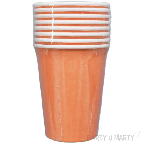 dekoracje stolu na urodziny kubeczki papierowe monokolor jednorazowe pomaranczowe 250 ml x6