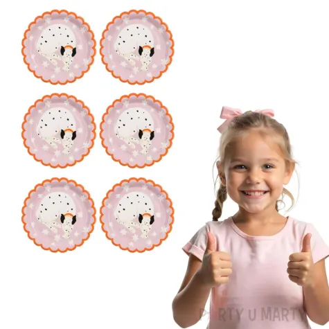 dekoracje stolu na urodziny talerzyki papierowe pies dalmatynczyk 18 cm 6 szt
