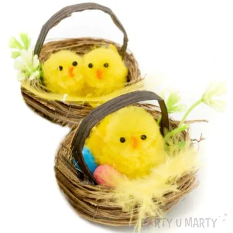 dekoracje zestaw kurczaki w gniazdku z pisankami aliga 2 szt