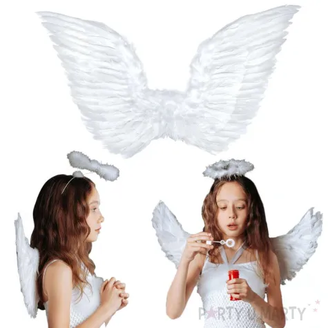 dodatek do stroju aniola na bal wszystkich swietych jaselka skrzydla classic biale 70 x 50 cm