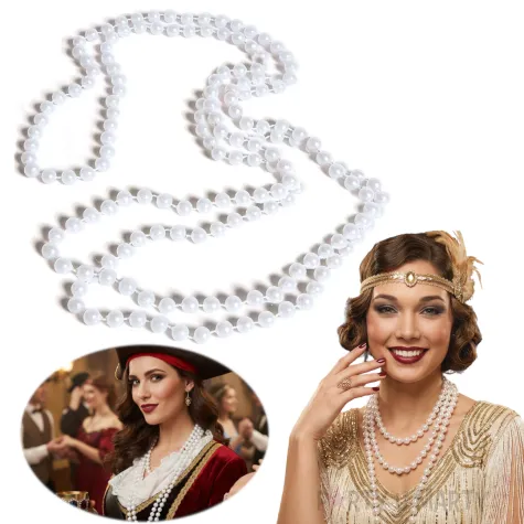 dodatek do stroju ma karnawal naszyjnik perly retro lata 20 80 diva flapperka marilyn