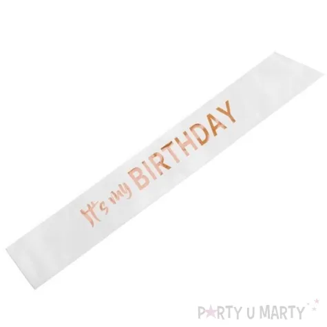 dodatek do stroju na 18 20 30 40 50 60 70 80 90 urodziny szarfa satynowa its my birthday biala