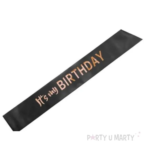 dodatek do stroju na 18 20 30 40 50 60 70 80 90 urodziny szarfa satynowa its my birthday czarny
