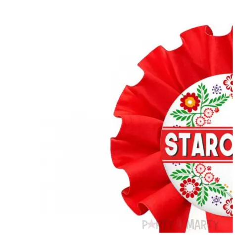 dodatek do stroju na dozynki gminne kotylion staroscina bialo czerwony przypinka