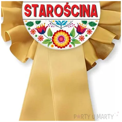 dodatek do stroju na dozynki gminne kotylion staroscina zloty przypinka pin