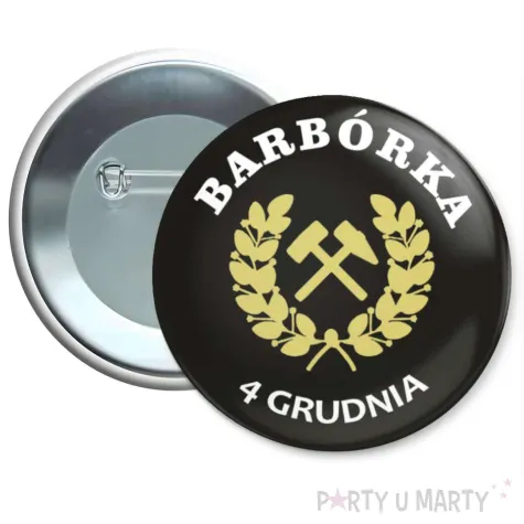 dodatek do stroju na dzien gornika metalowa przypinka barborka czarna pin 56 mm