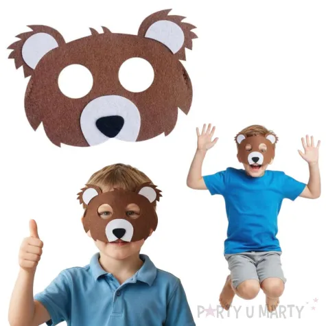 dodatek do stroju na dzien pluszowego misia urodziny maska filcowa niedzwiedz do przedszkola