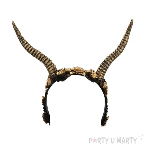 dodatek do stroju na halloweem opaska na glowe rogi diabla zlote cosplay