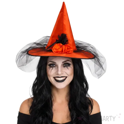 dodatek do stroju na halloween andrzejki kapelusz czarownica czerwony do zdjec wiedzma