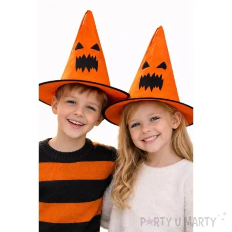 dodatek do stroju na halloween andrzejki kapelusz czarownica dynia pomaranczowy do zdjec