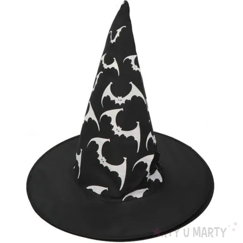 dodatek do stroju na halloween andrzejki kapelusz czarownica nietoperze czarny do zdjec