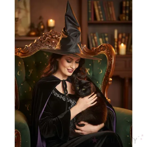 dodatek do stroju na halloween andrzejki karnawal kapelusz czarownicy wiedzmy czarny