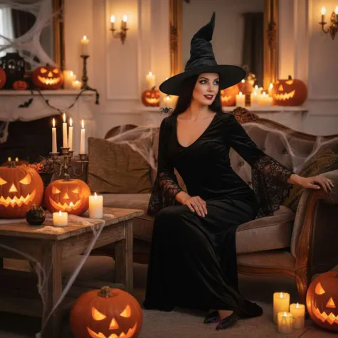 dodatek do stroju na halloween andrzejki karnawal kapelusz czarownicy wiedzmy czarny