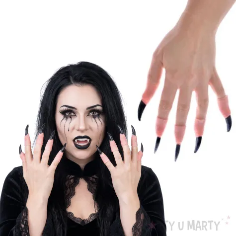 dodatek do stroju na halloween andrzejki pazury i kly czarownica czarne partytino