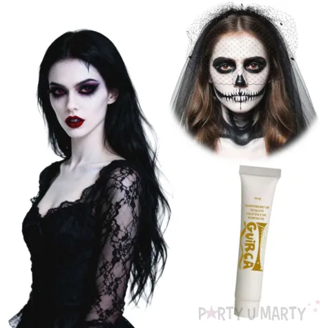 dodatek do stroju na halloween biala farbka do twarzy do makijazu wampir duch kosciotrup 20 ml