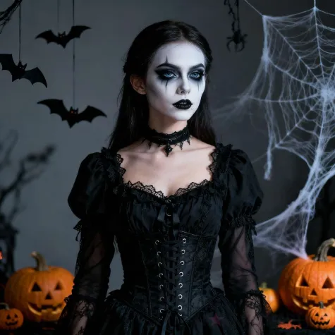 dodatek do stroju na halloween biala farbka do twarzy makijazu wampir duch kosciotrup