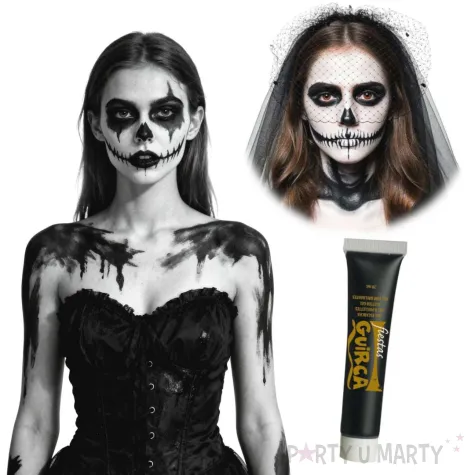 dodatek do stroju na halloween czarna farbka do twarzy makijaz wampir duch kosciotrup 20 ml