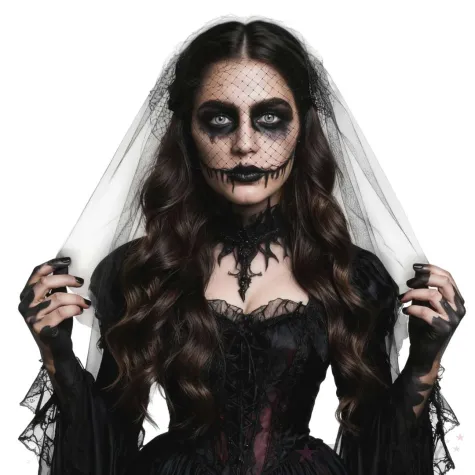 dodatek do stroju na halloween czarna farbka do twarzy z gabeczka do makijazu