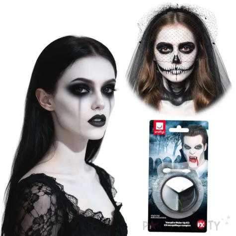 dodatek do stroju na halloween farbki do twarzy biala czarna szara wampir duch