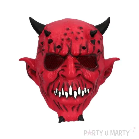 dodatek do stroju na halloween karnawal maska lateksowa diabel czerwony demon